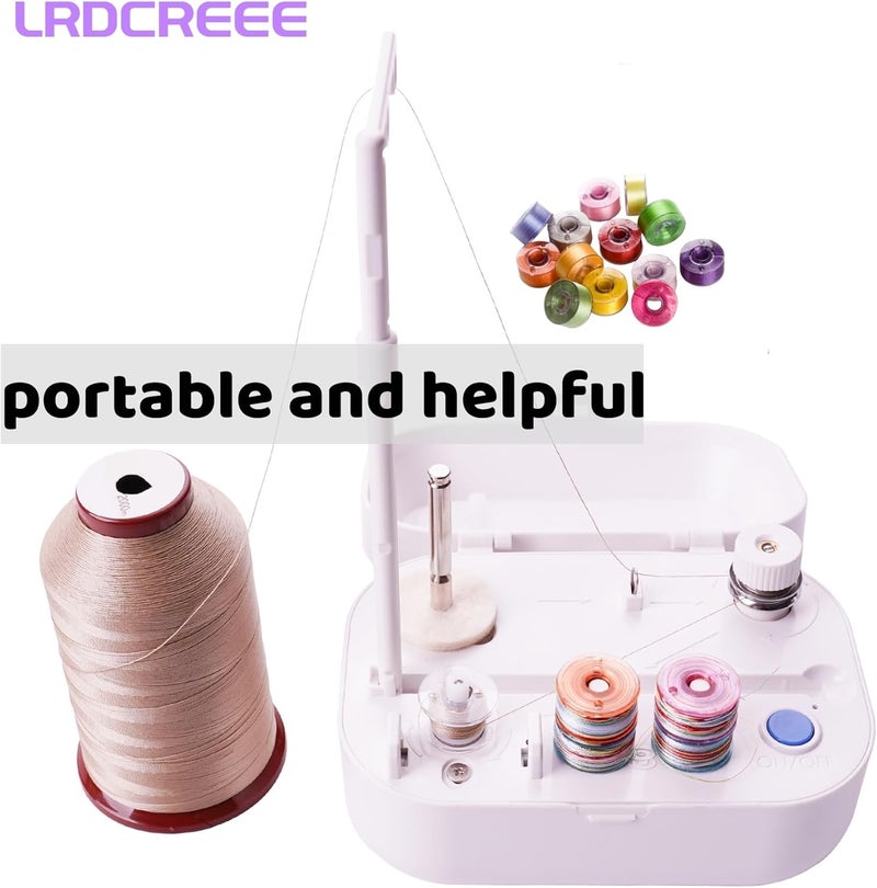 LRDCREEE Automatic Bobbin Winder Bobbin Winding Machine with Auto Stop Sensor, Large Spool Thread Holder and Extra 25 Pcs Class 15 Bobbins for Sewing Machine Thread Winding Use - Image 2